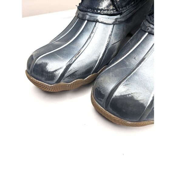 Sperry Saltwater Boots Girls Size 3M Metallic Blue w Leather Laces STK163866 - Picture 4 of 9